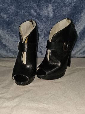 Michael Kors Black Peep-Toe High Heel Booties - Women's Fashion Ankle Boots